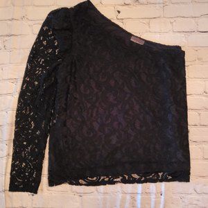 BOLD elements (JCP), Size: XXL, Black Lace Puffed One Sleeved Blouse